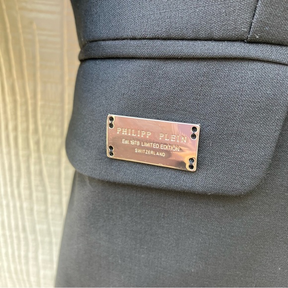 Philip Plein Couture Made in Italy crop sleeve black blazer size small - Picture 3 of 16